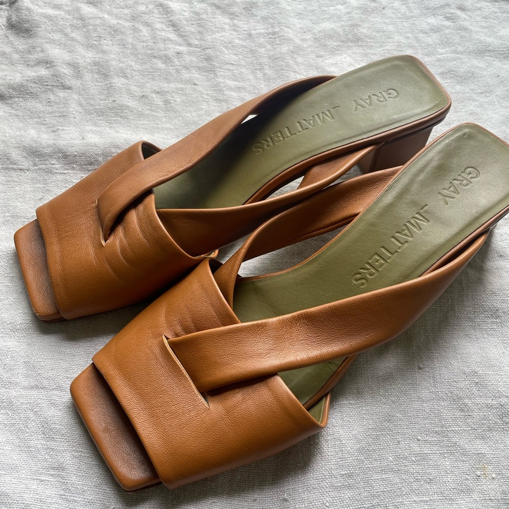 Gray Matters Loop Slide Leather Sandals